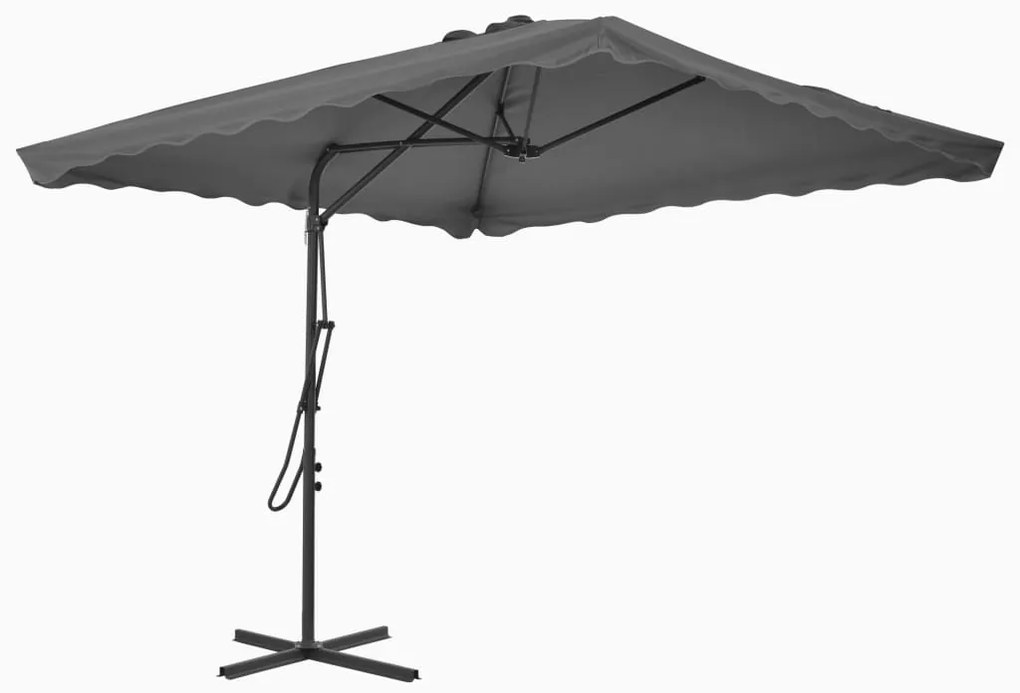 Guarda-sol de exterior com poste em aço 250x250 cm antracite