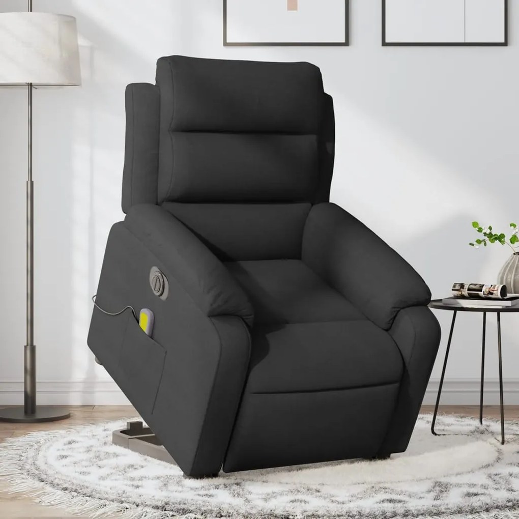 vidaXL Poltrona elétrica elevatória massagens tecido preto