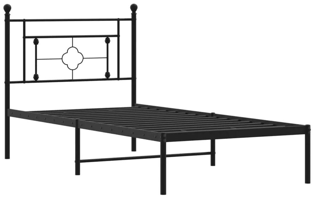 Estrutura de cama com cabeceira 100x190 cm metal preto