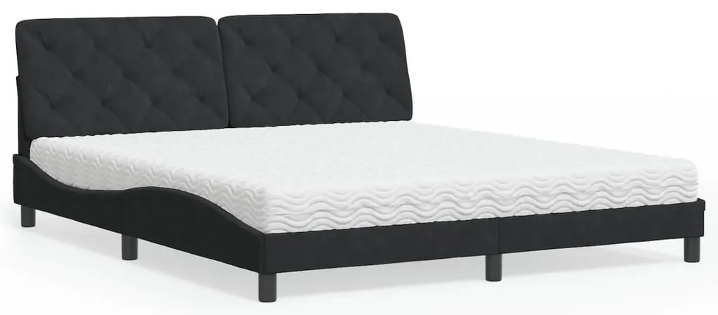 Cama com colchão 180x200 cm veludo preto