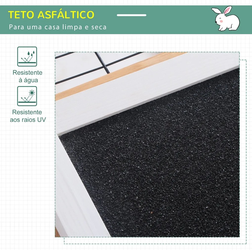 Coelheira de Exterior Gaiola para Coelhos Porquinho da India Animais Pequenos com 2 Portas Superiores e Teto Asfáltico Dobrável 123x120x52cm Madeira Natural