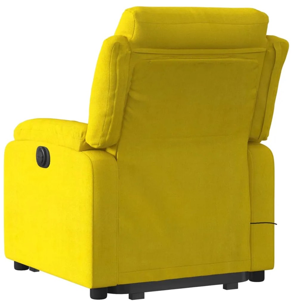 Poltrona elevatória de massagens veludo amarelo