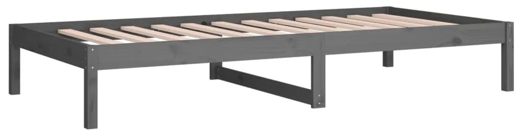 Sofá-cama de solteiro 90x190 cm madeira de pinho maciça cinza