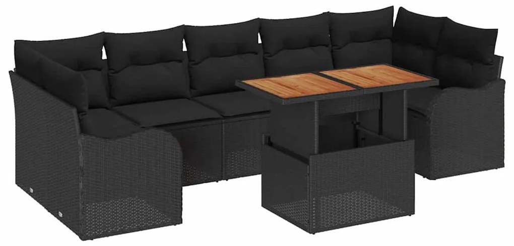 Conjunto de sofá de jardim com 8 peças e almofadas de rattan poliéster
