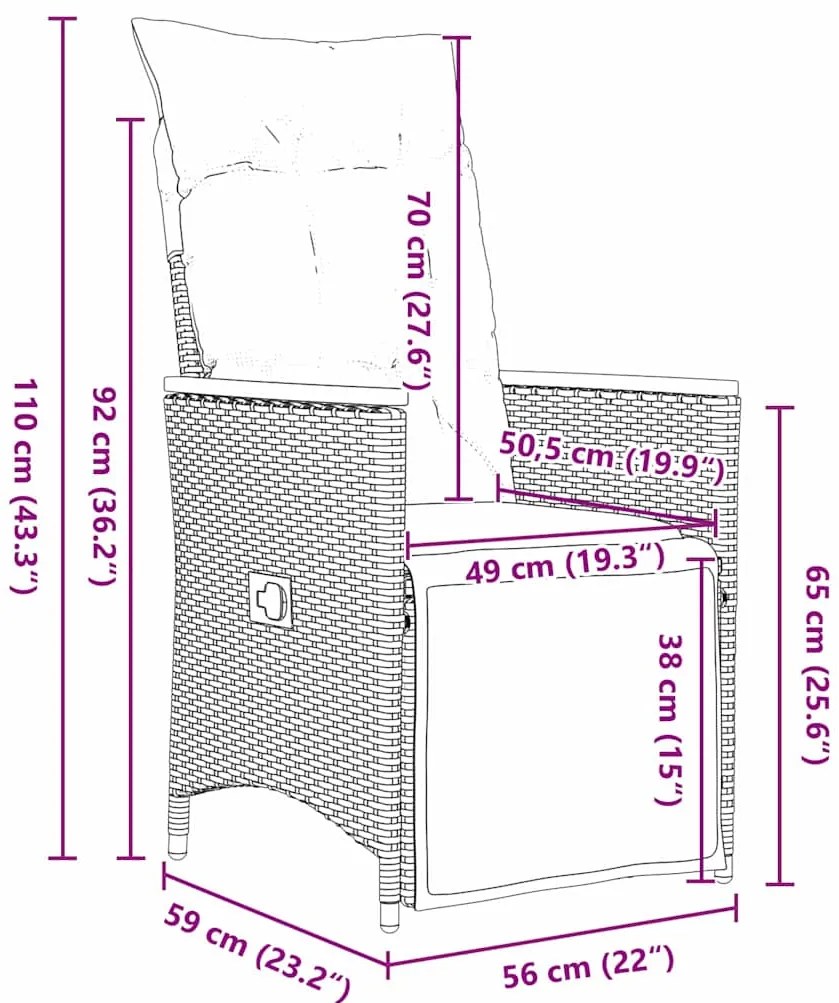 Conjunto de Jantar de Jardim de 5 Peças com Almofadas Pretas em Rattan