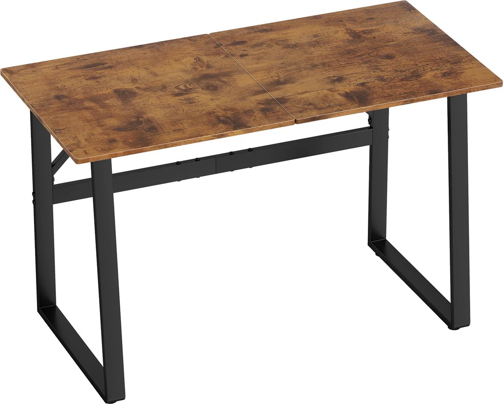 Secretária Estilo Industrial 120x60x76 cm Mesa de Computador com Estrutura de Aço Fácil de Montar Castanho Rústico