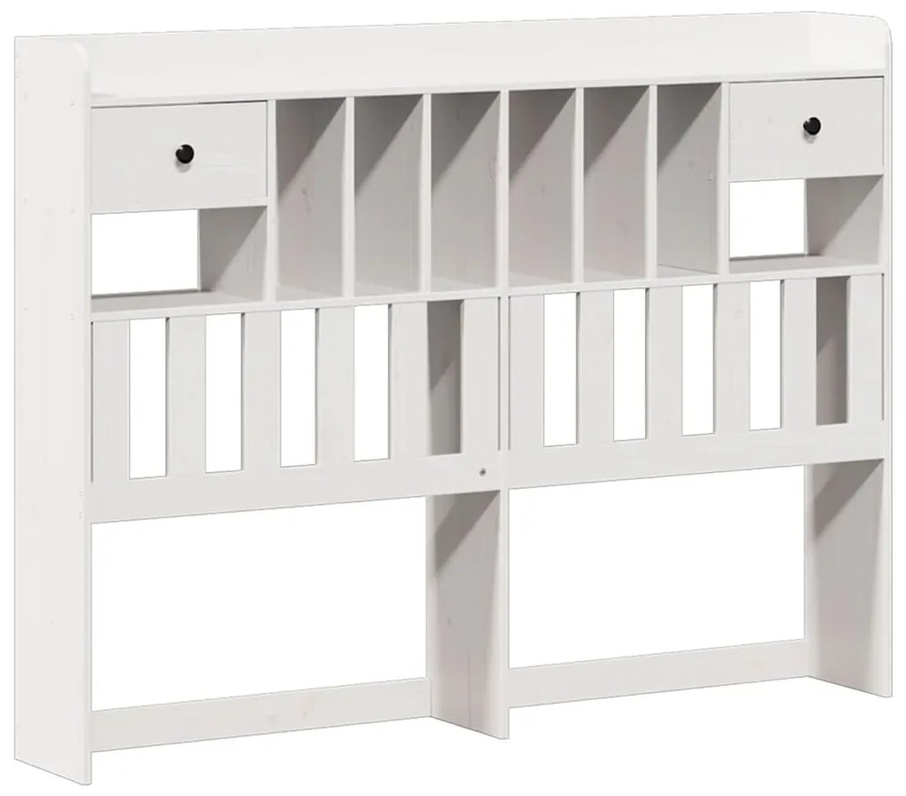 Cama com estante sem colchão 150x200 cm pinho maciço branco