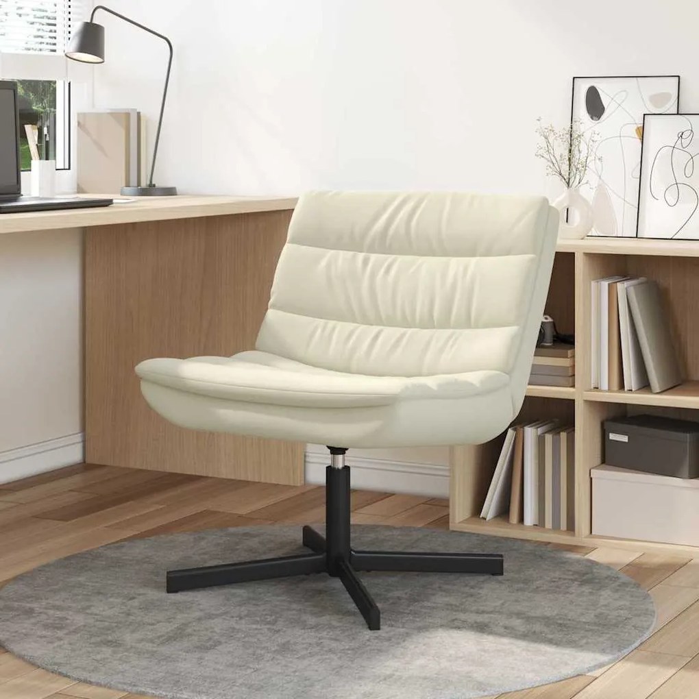 vidaXL Cadeira giratória Creme 63 x 75 x 76 cm Couro sintético