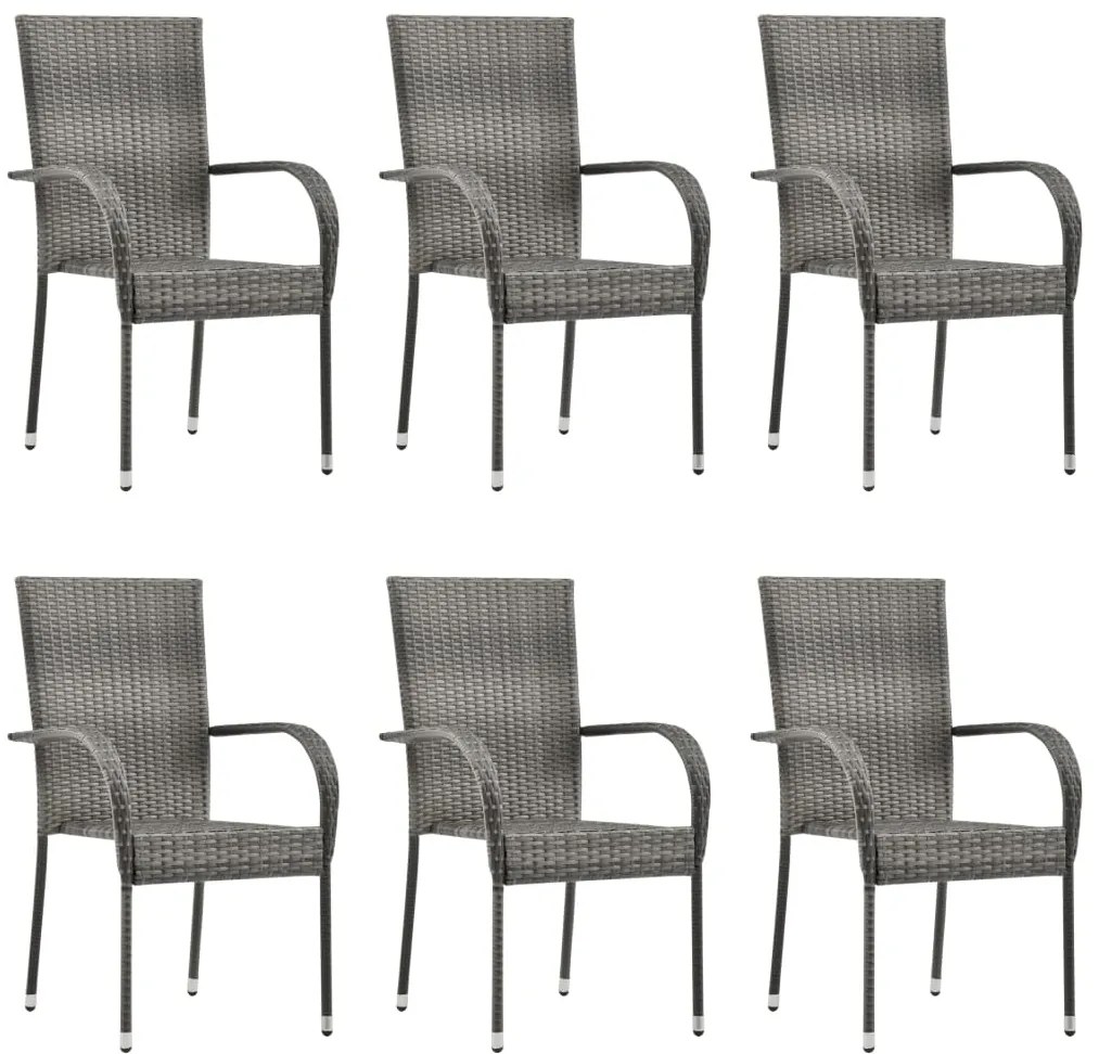 7 pcs conjunto de jantar para jardim cinzento