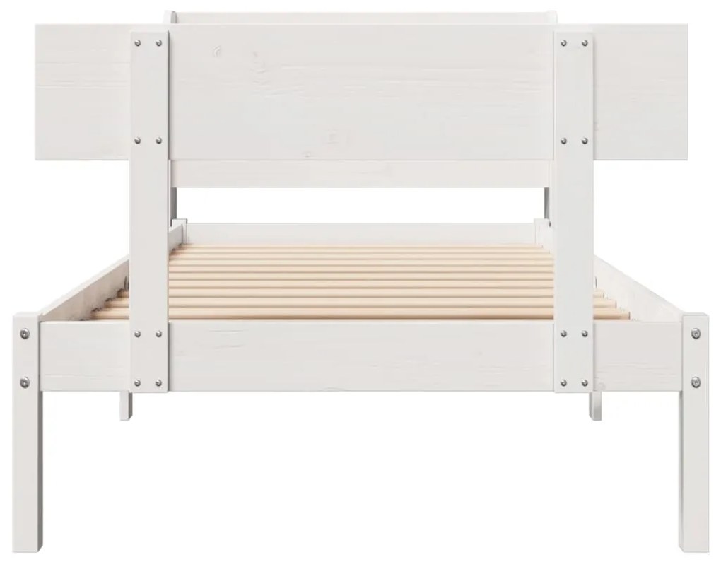 Cama sem colchão 75x190 cm madeira de pinho maciça branco