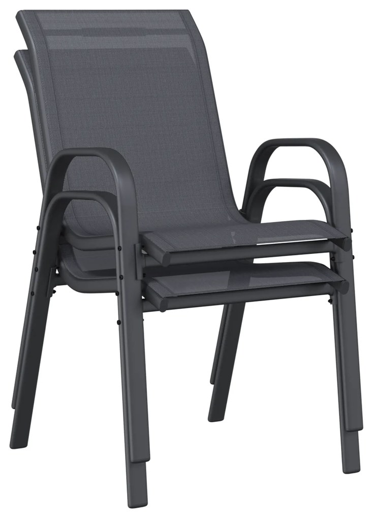 Conjunto Bistro de Jardim de 3 Peças Cinza Textilene e Aço