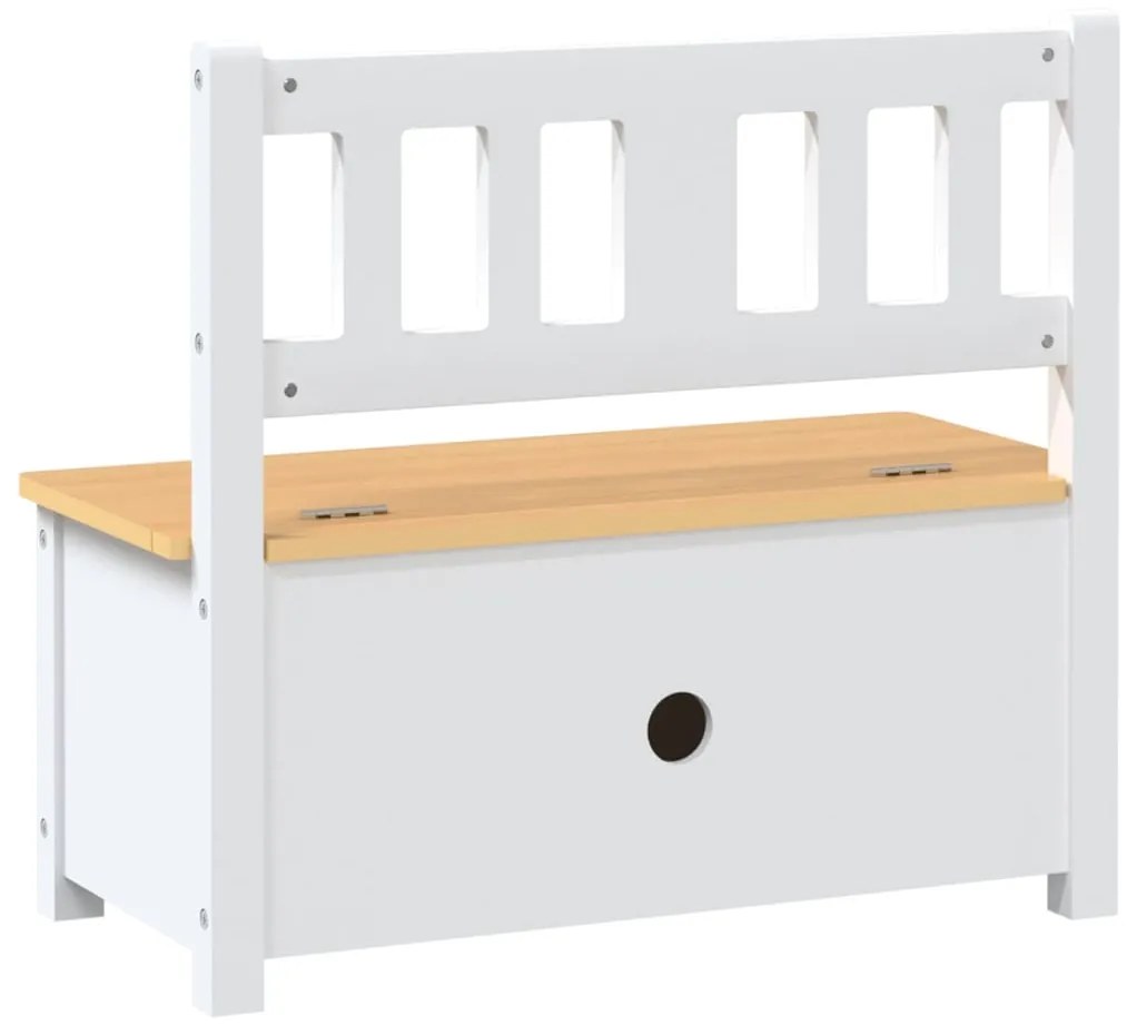 Banco de arrumação infantil 60x30x55 cm MDF branco e bege