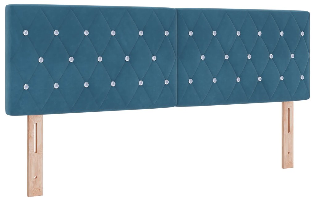 Cama Box Spring vidaXL com Colchão Azul Escuro 160x200 cm Veludo