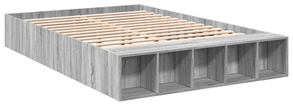 Estrutura de cama 160x200 cm derivados de madeira cinza sonoma