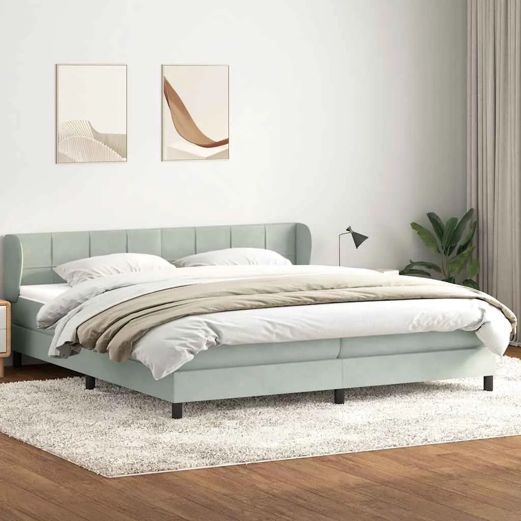 vidaXL Cama com molas/colchões 180x220 cm veludo cinzento-claro