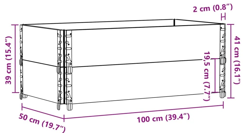 Vaso/floreira para jardim 100x50 cm pinho maciço castanho