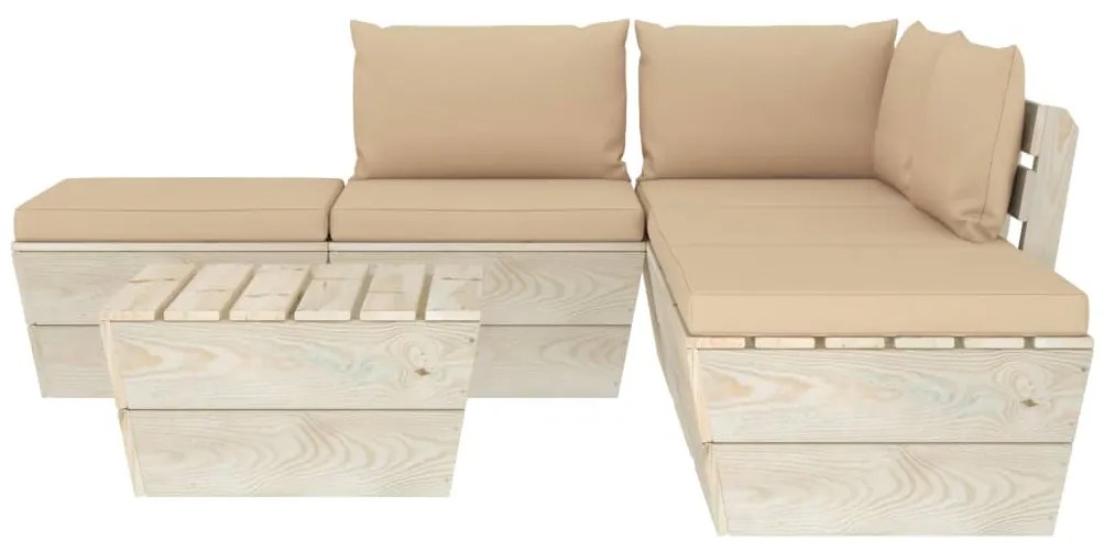 6 pcs conjunto lounge de paletes + almofadões madeira de abeto