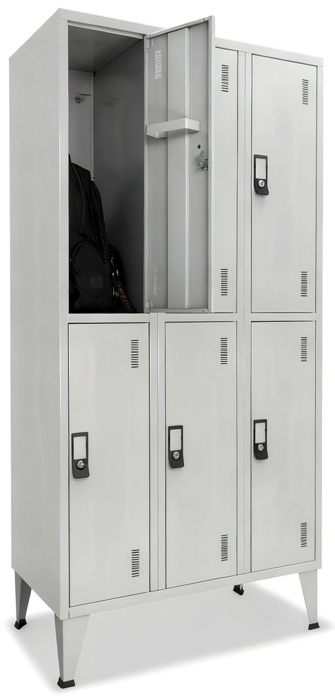 Cacifos Metálicos Triplos 1900x900x500 mm – 6 Cacifos – Fechadura de Moeda