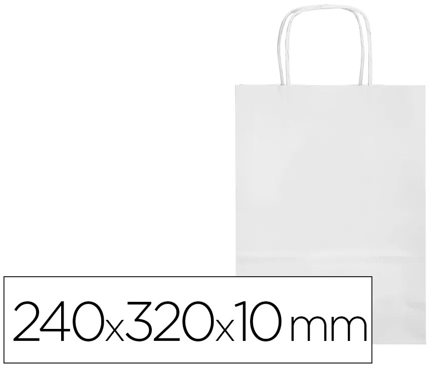 Saco de Papel Basika Celulose Branco S com Asa Torcida 240x320x10 mm