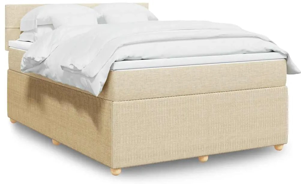 Cama com molas/colchão 140x200 cm tecido cor creme
