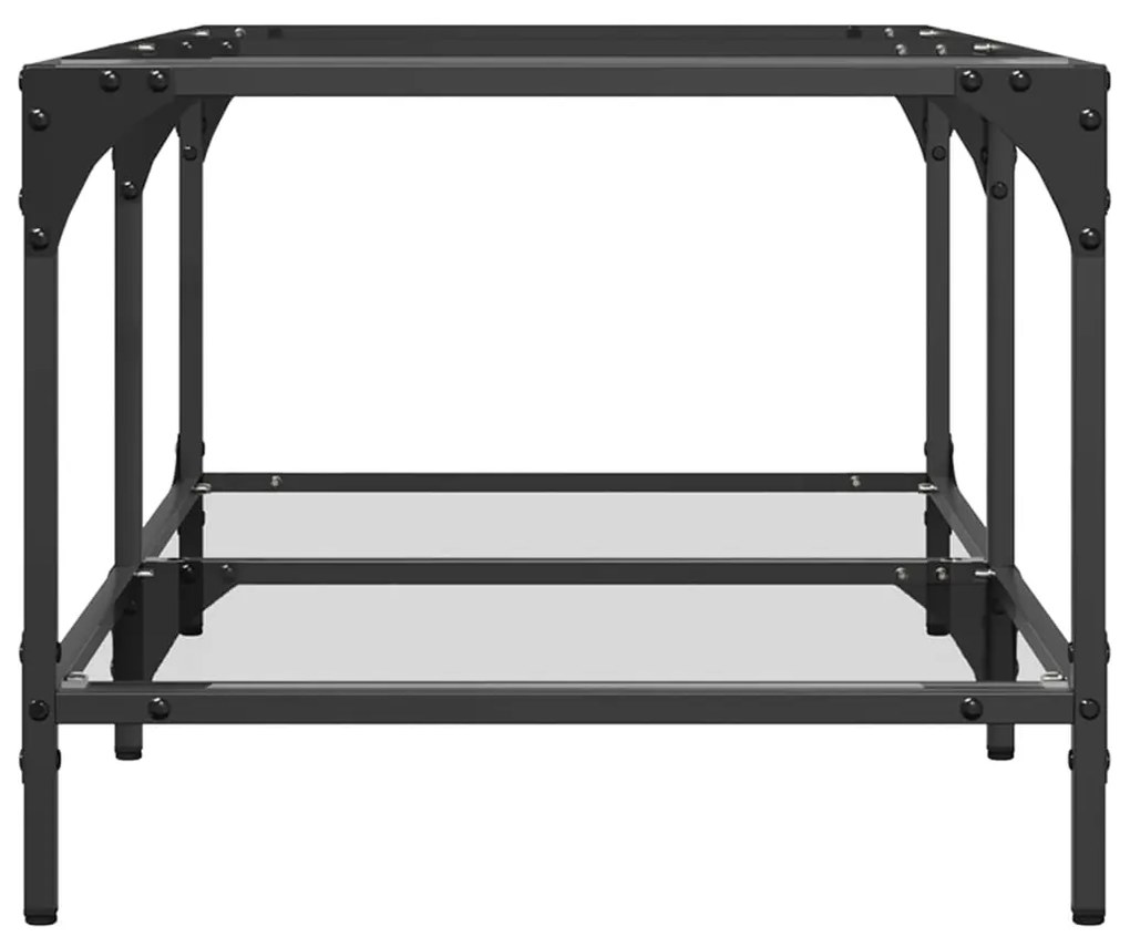 Mesa de centro c/ topo em vidro transparente 98,5x50x40 cm aço