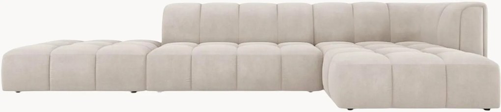 Sofá com chaise longue em chenille Francesca (5 lugares)