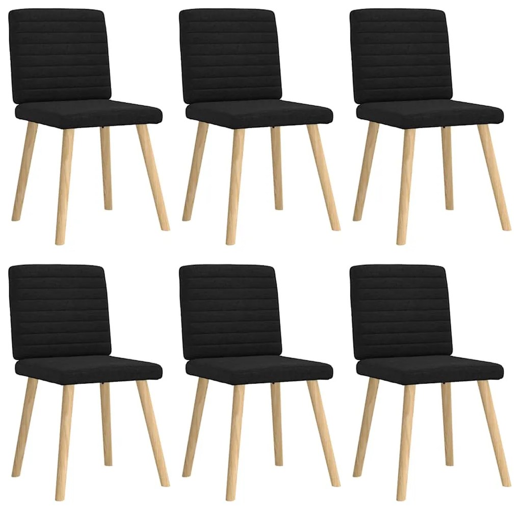 Cadeiras de jantar 6 pcs tecido preto