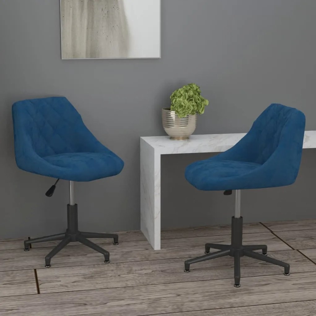 vidaXL Cadeiras de jantar giratórias 2 pcs veludo azul