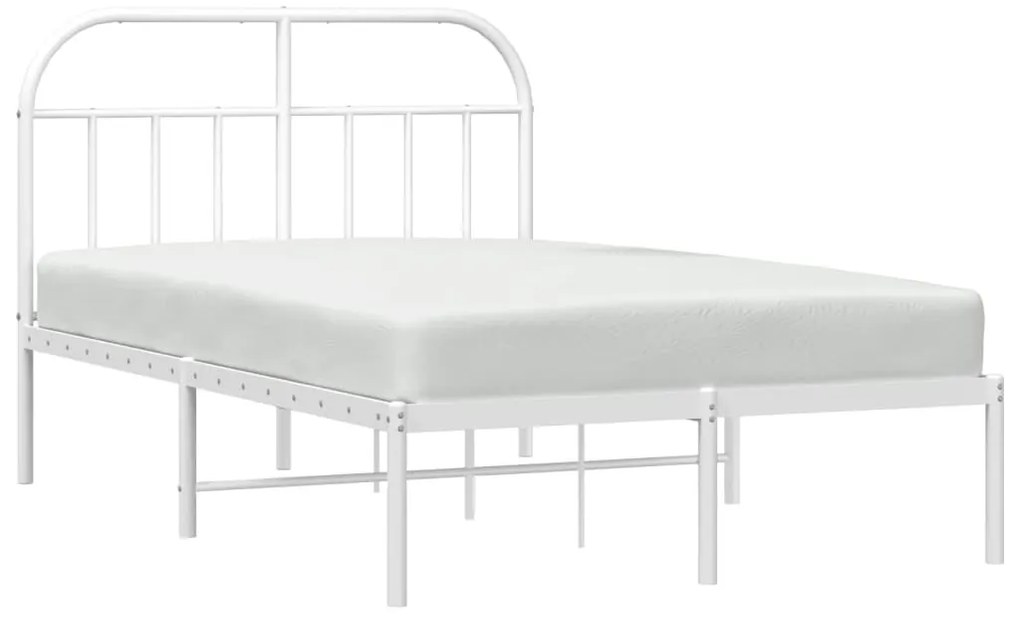 Estrutura de cama com cabeceira 135x190 cm metal branco