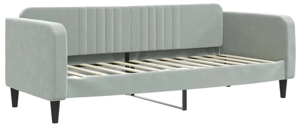 Sofá-cama c/ gavetão e gavetas 80x200 cm veludo cinzento-claro