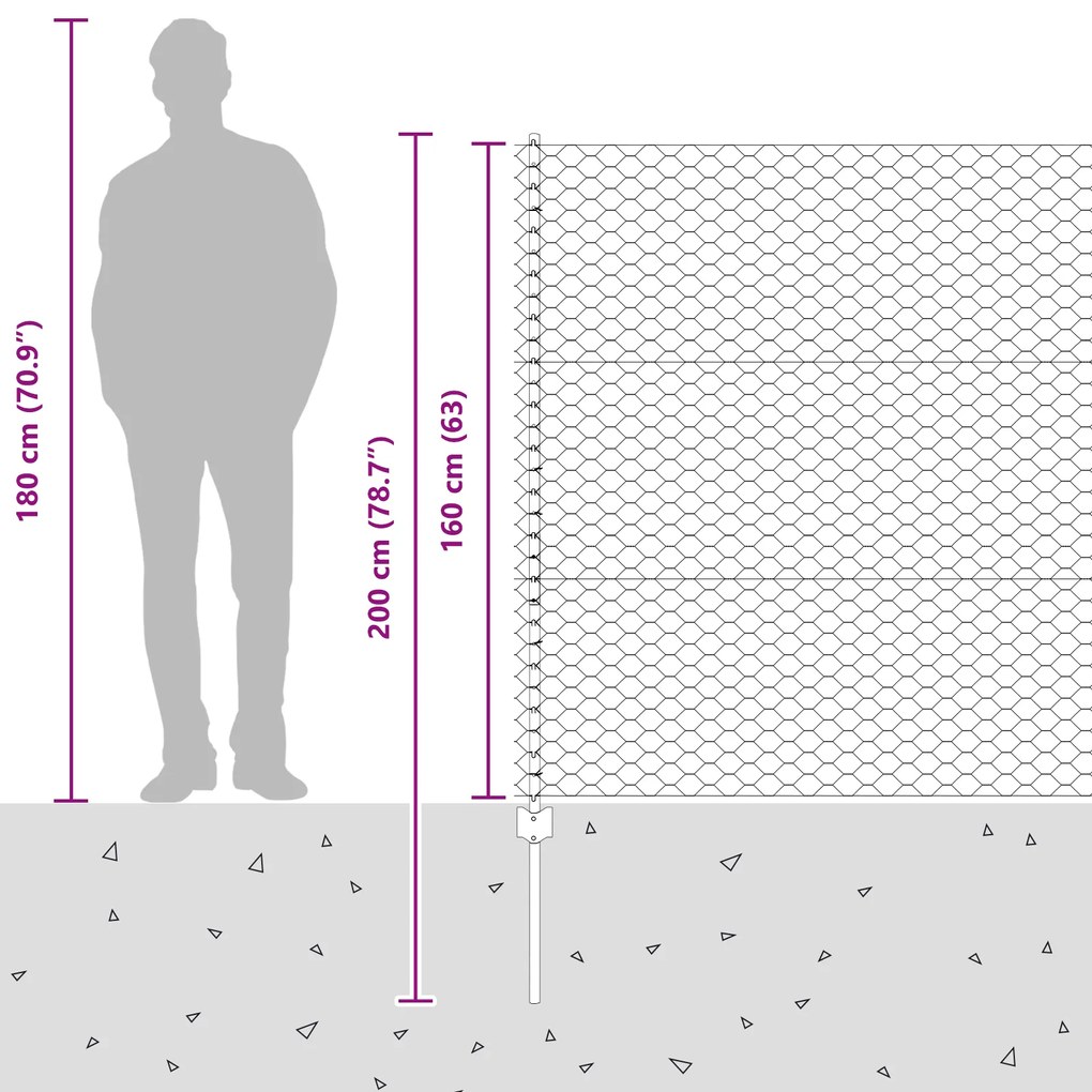 Postes de Cerca vidaXL 22 pcs U-Channel Cinza 160 cm Aço, Cerca Hexago