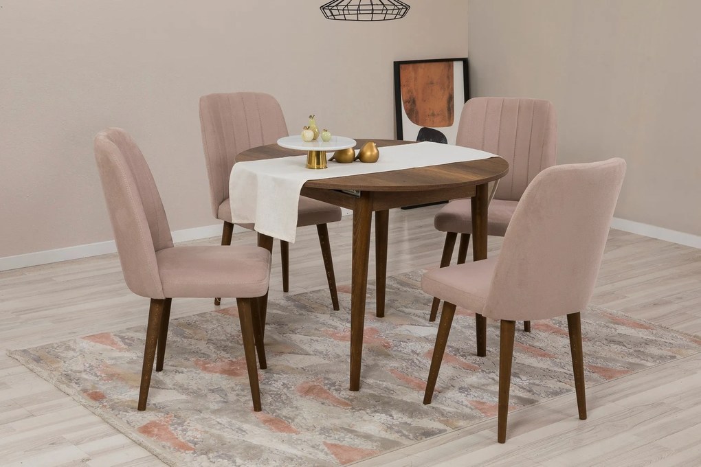 Conjunto de Mesa de Jantar Extensível e Cadeiras (5 Peças) Vina – Nogu