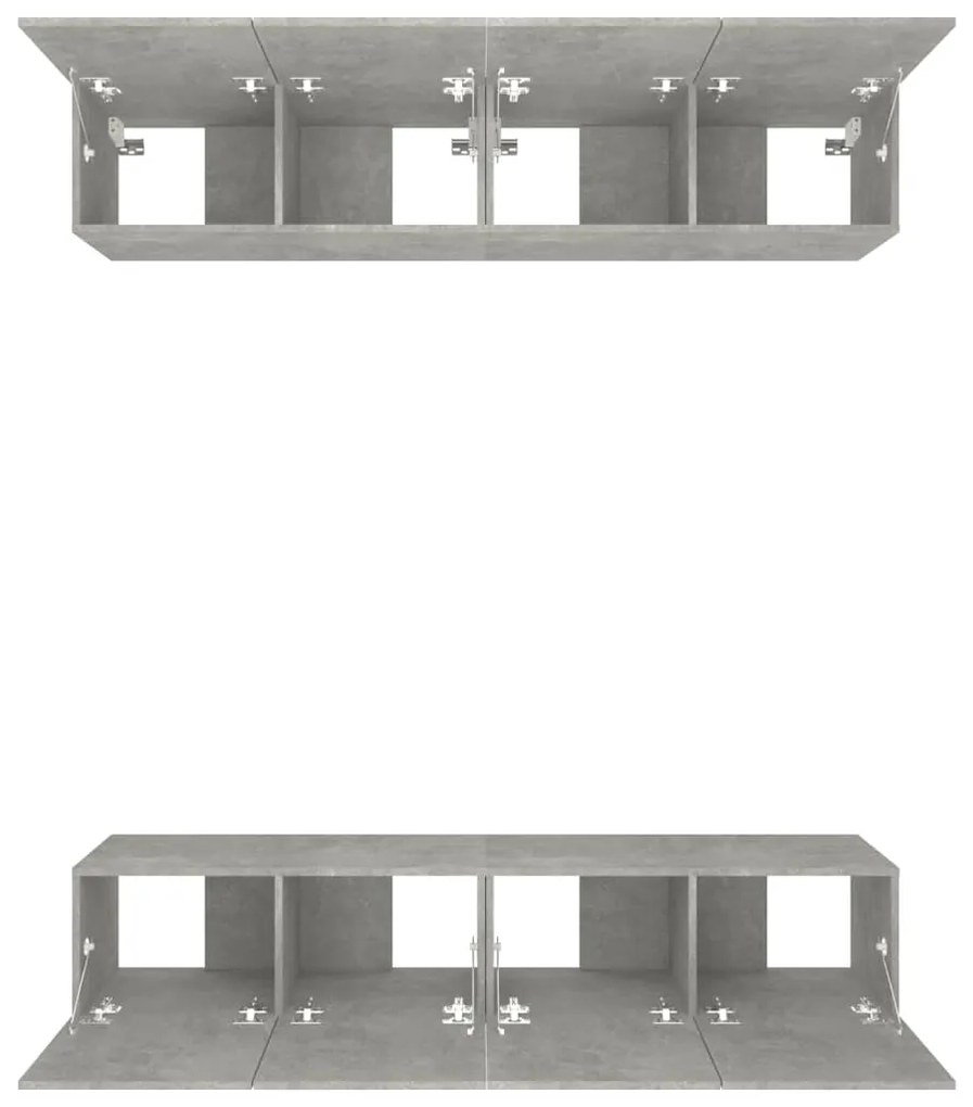Móveis TV 4pcs 80x30x30cm derivados de madeira cinzento cimento