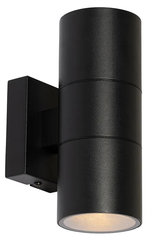 Candeeiro de parede exterior moderno preto 2 luzes AR70 IP44 - Duo Moderno