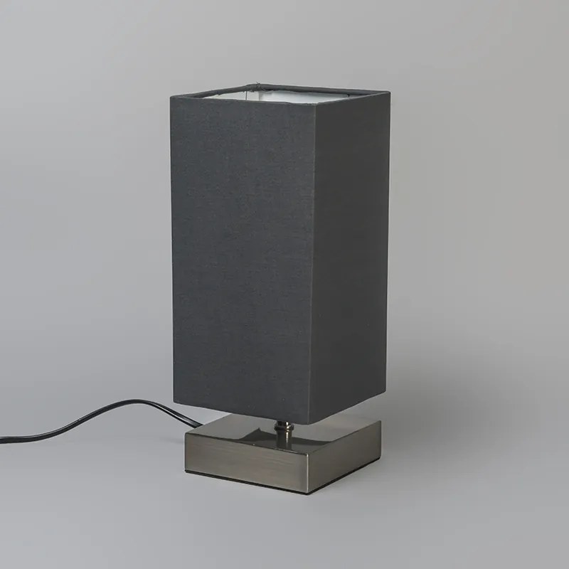 Candeeiro de mesa moderno cinzento com aço - Milo