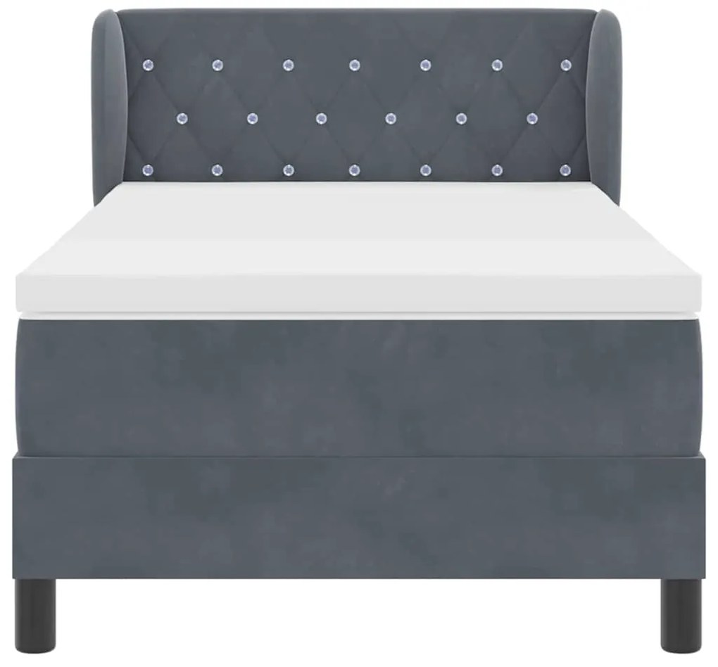 Cama Box com Colchão vidaXL Cinza Escuro 90x200 cm em Veludo
