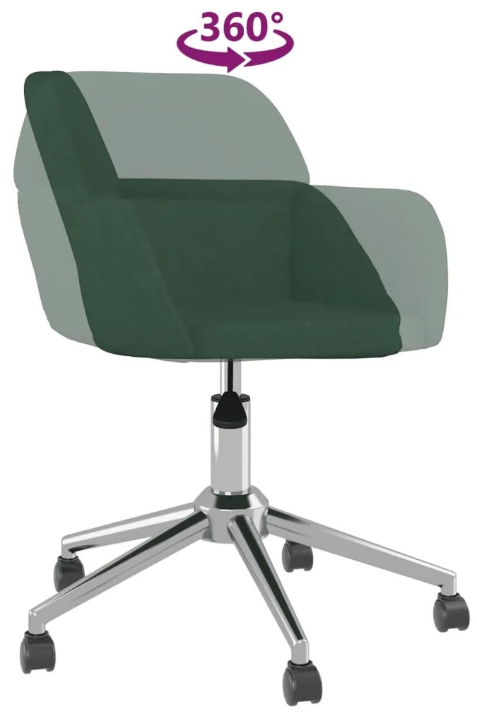 Cadeiras de jantar giratórias 2 pcs tecido verde-escuro