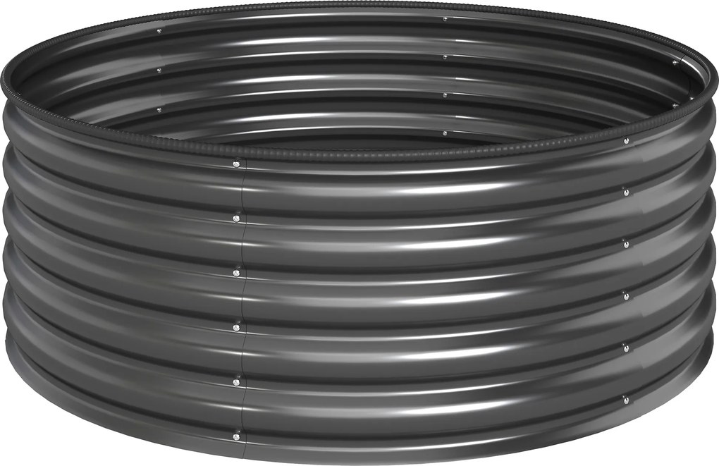 Outsunny Canteiro elevado, vaso de plantio galvanizado com borda de segurança, caixa de plantio com fundo aberto, 120 x 120 x 43 cm, Cinza escuro | Aosom Portugal