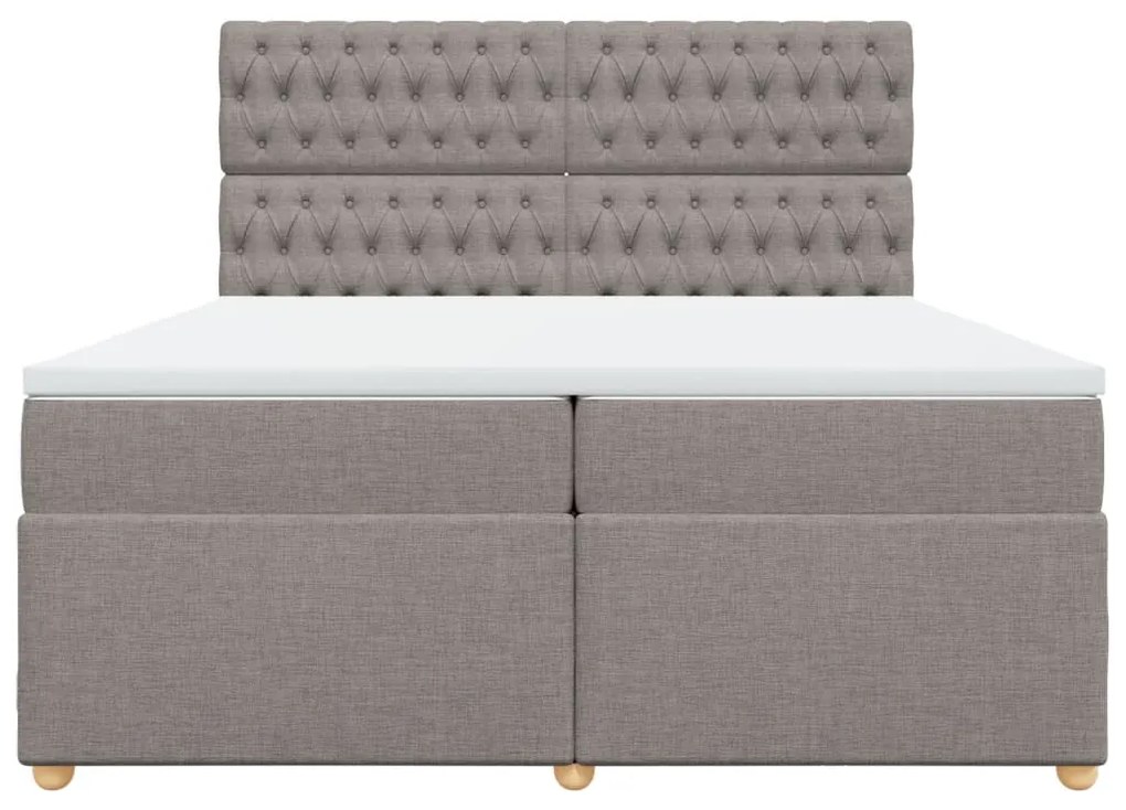 Cama com molas/colchão 200x200 cm tecido castanho-acinzentado