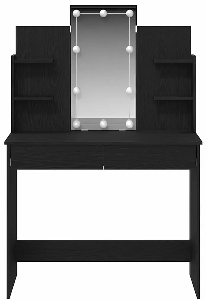 Mesa de Maquiagem vidaXL com Luzes LED Carvalho Preto 96x40x142 cm