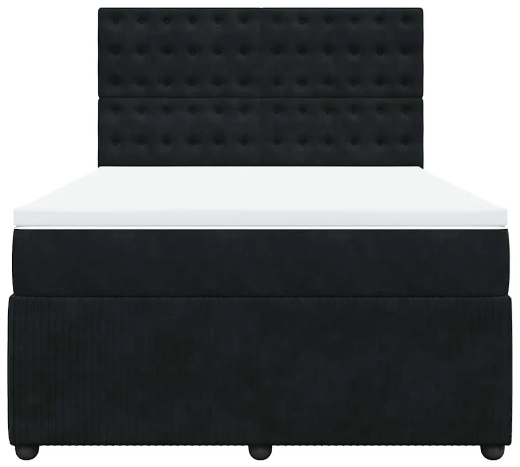 Cama com molas/colchão 140x190 cm veludo preto