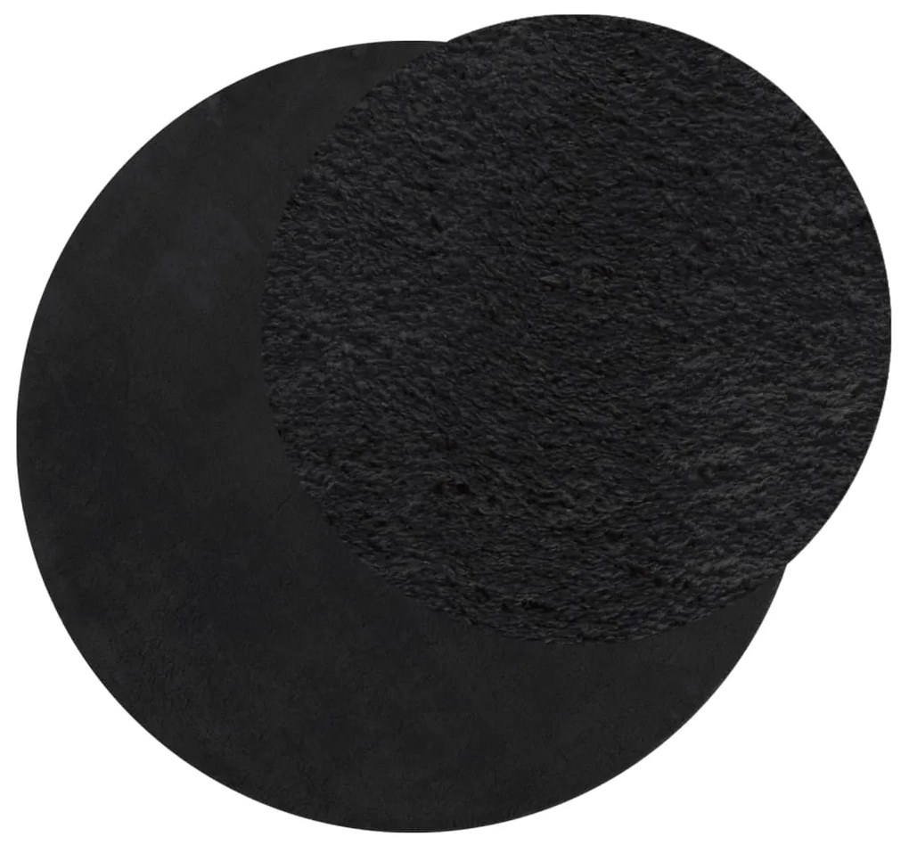 Tapete pelo curto macio e lavável HUARTE Ø 160 cm preto