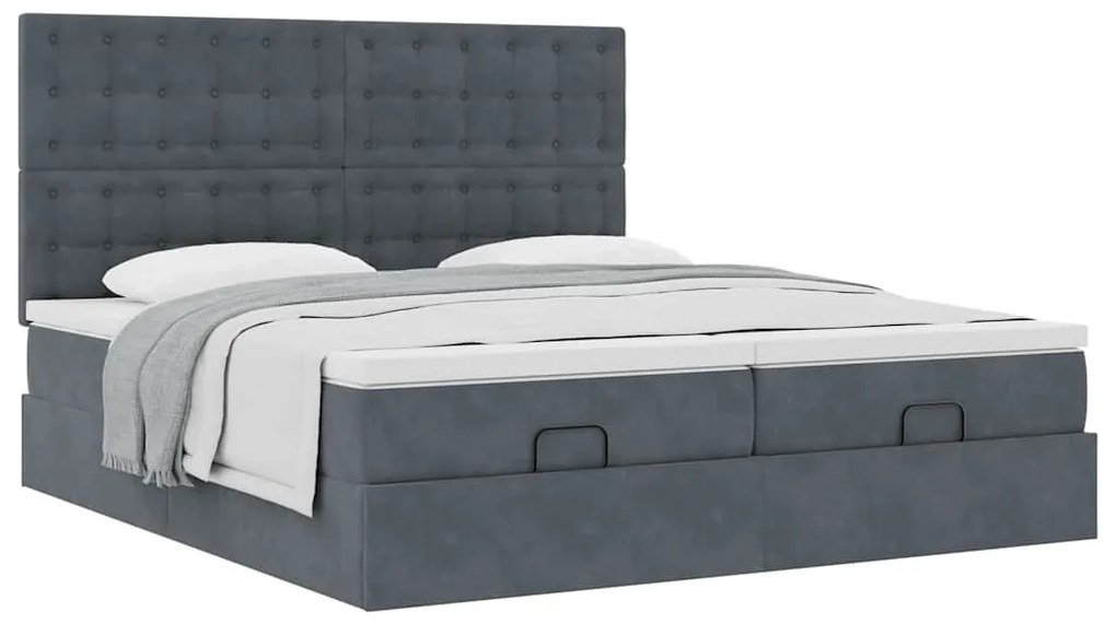 Estrutura cama otomana colchões 180x200 cm cinzento escuro