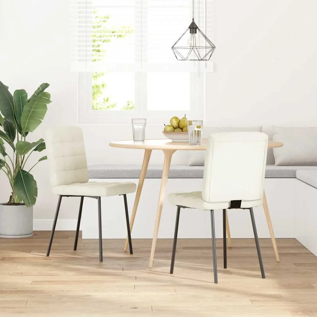 Cadeiras de jantar 2 pcs veludo cor creme