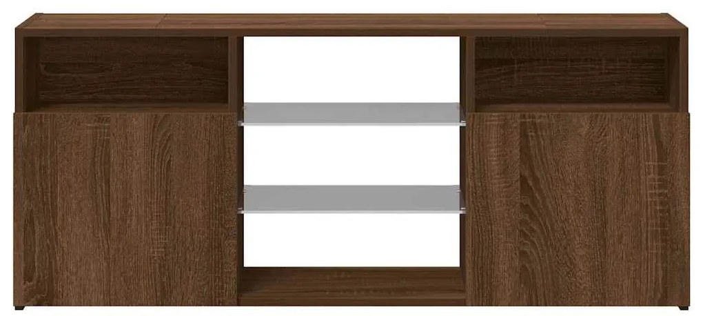 Móvel de TV com luzes LED 120x30x50 cm carvalho castanho