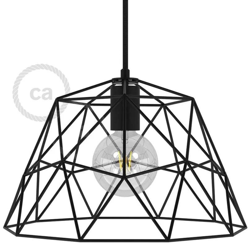 Dome XL Abajur de metal em gaiola com suporte de lâmpada E27 - Preto