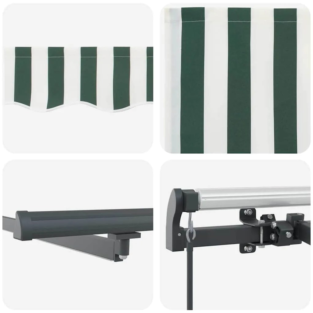 Toldo Retrátil Manual vidaXL com LED Verde e Branco 600x300 cm