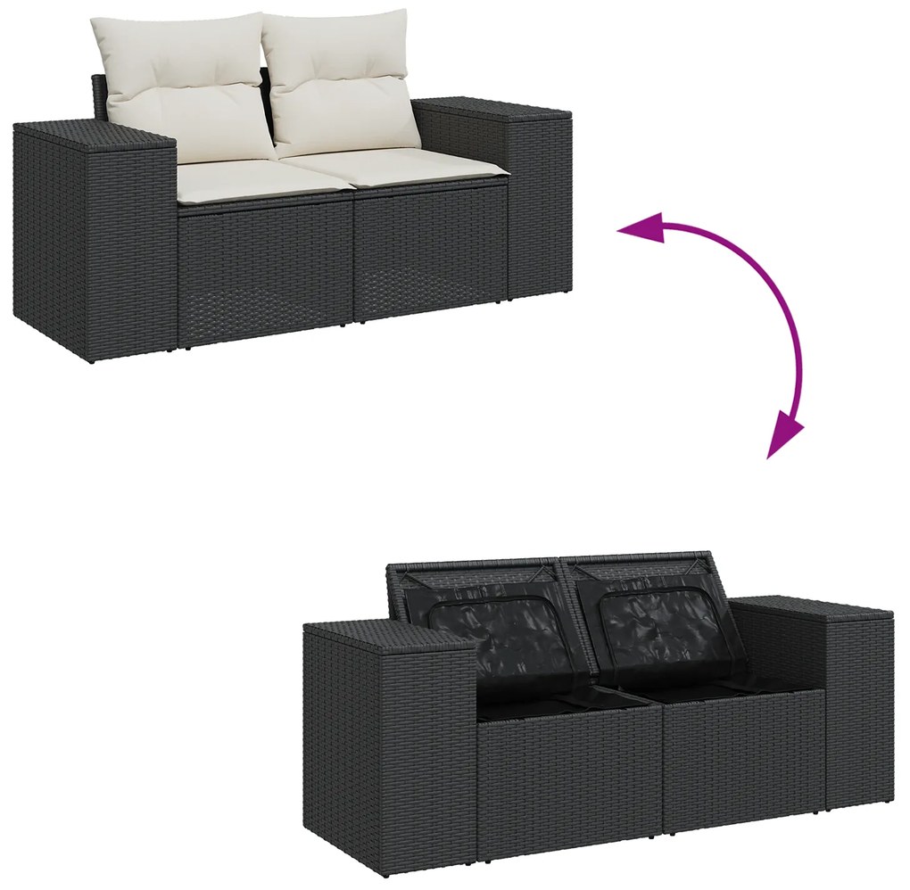 Conjunto de Sofá para Jardim com 9 Peças e Almofadas de Rattan Poliést