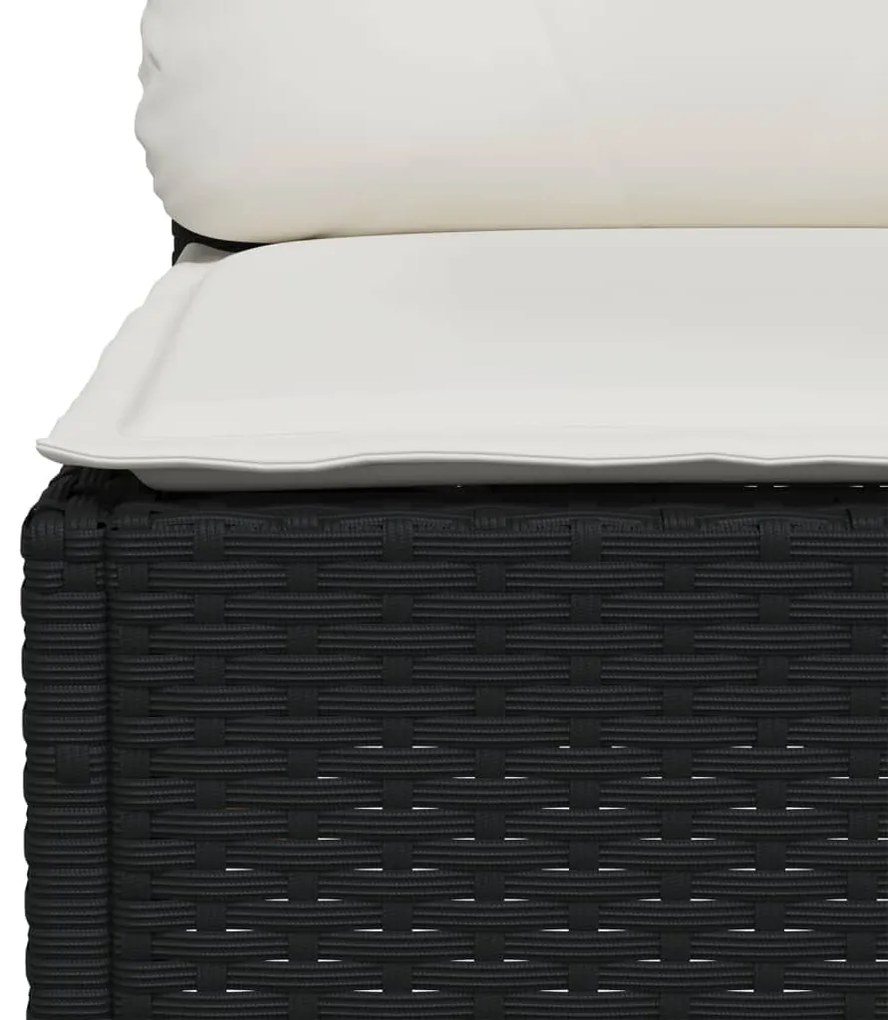 8 pcs conjunto sofás de jardim com almofadões vime PE preto