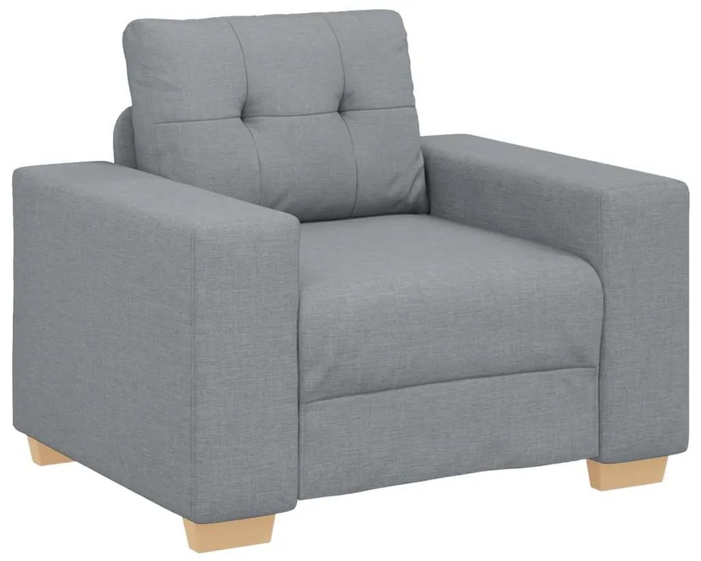Conjunto de Sofá de 3 Peças com Almofadas Cinza Claro de Tecido